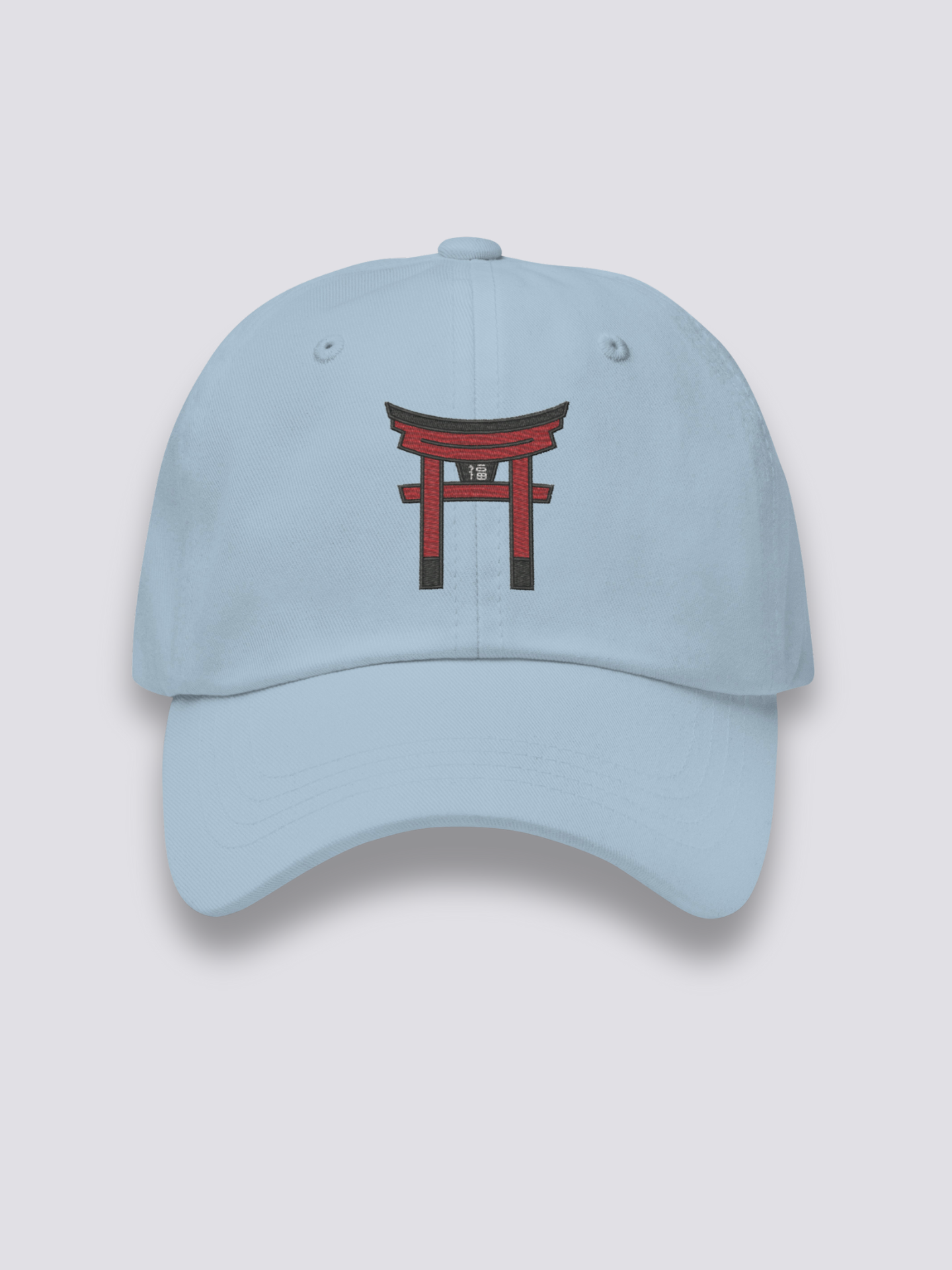 Torii-Cap – japanische Cap, großes gesticktes zinnoberrotes Torii, Rückansicht