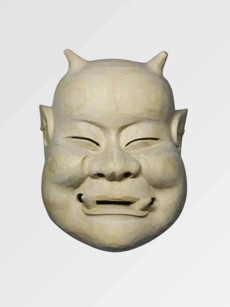 Traditionelle japanische Maske 'Shiata' – Skulptur im japanischen Stil für Unisex