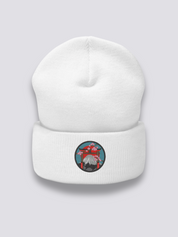 Traditionelle japanische Beanie – Beanie, gesticktes Torii mit Fuji und Sakura, Seitenansicht