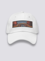 Ukiyo-e Bestickte Cap – japanische Cap, gestickte Taikobashi-Brücke unter Herbstahornen, Seitenansicht