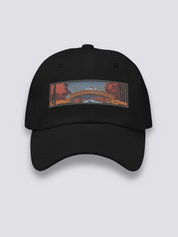 Ukiyo-e Bestickte Cap – japanische Cap, gestickte Taikobashi-Brücke unter Herbstahornen, Vorderansicht