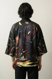 Schwarzer Kimono Männer 'Artefact' – Studioaufnahme Rückseite