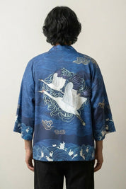 Marineblaue Kimonojacke 'Kaito Edition' – Studioaufnahme Rückseite
