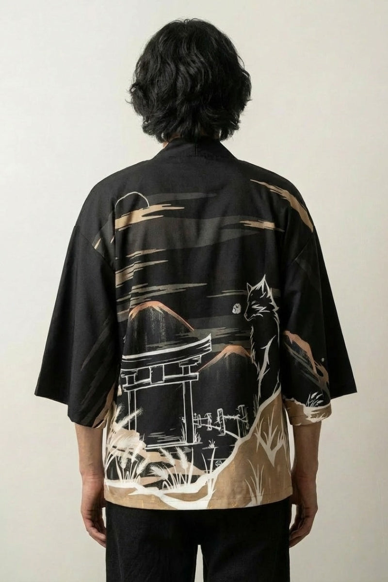 Kimono-Strickjacke für Männer 'Hikaru' – Studioaufnahme Rückseite
