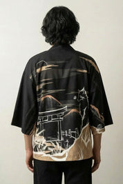 Kimono-Strickjacke für Männer 'Hikaru' – Studioaufnahme Rückseite