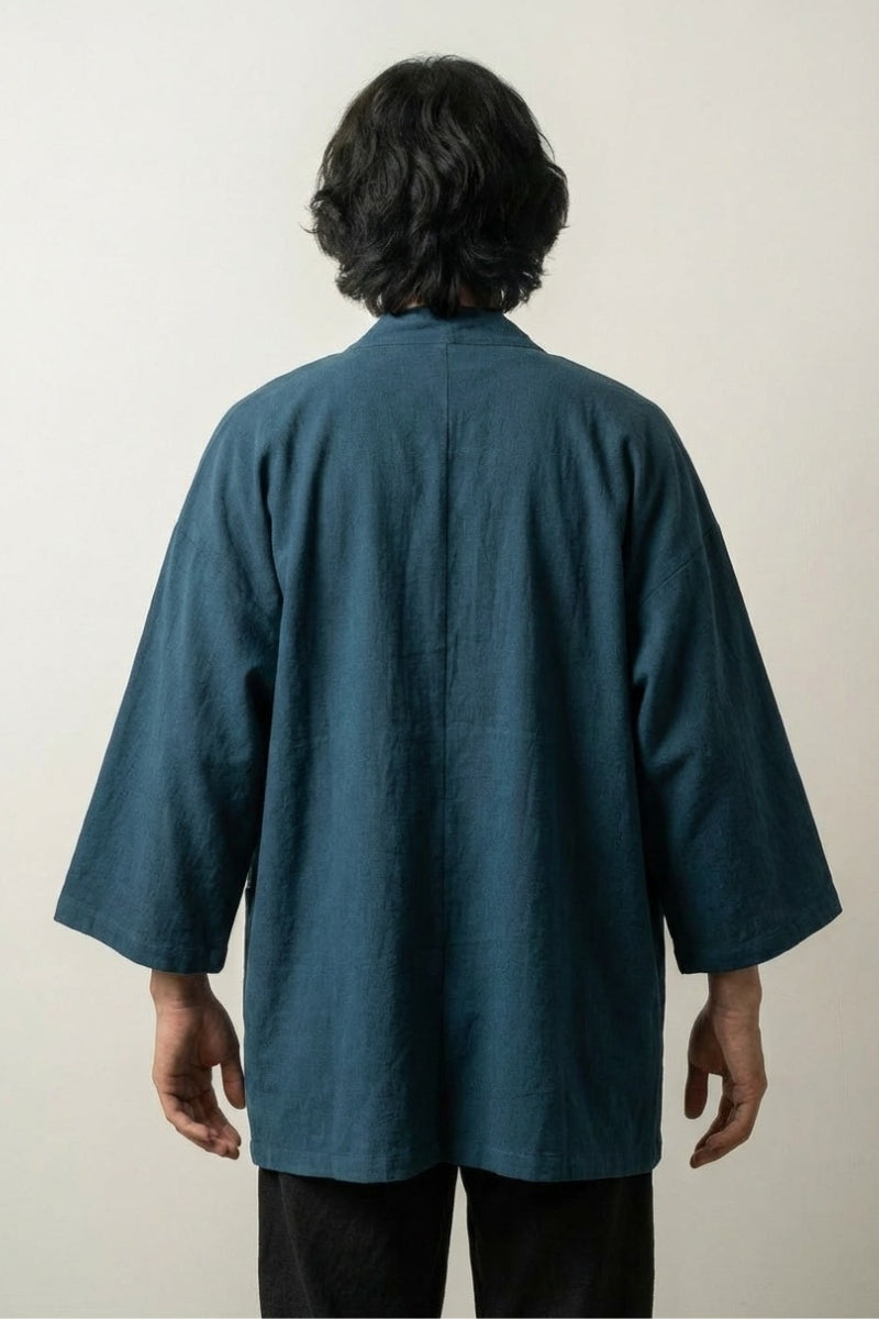 Lange Kimono-Jacke 'Takeo' – Black Studioaufnahme