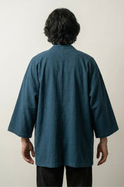 Lange Kimono-Jacke 'Takeo' – Black Studioaufnahme