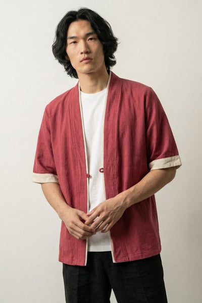 Kimono-Jacke aus Baumwolle 'Red Hideki'