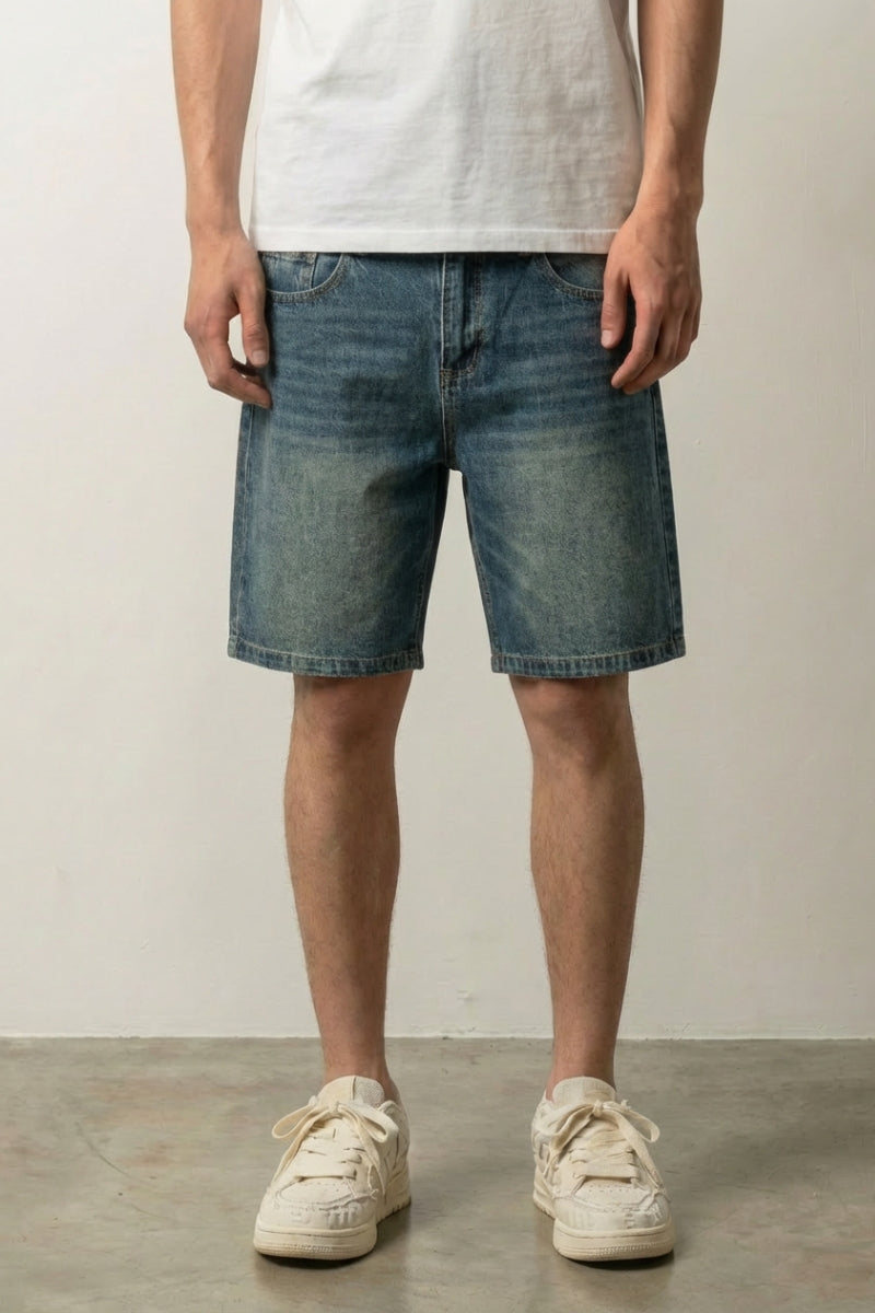 Vintage Denim Shorts, Rückansicht – Denim-Shorts Herren japanischer Streetwear