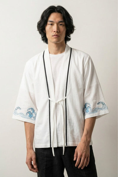 Weißer Kimono-Cardigan 'Kanagawa'