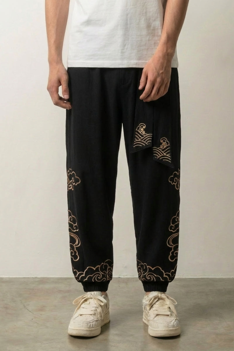 Weite Japanische Hose 'Kumo', Rückansicht – japanische Hose Herren traditioneller Stil