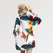 Weißer Kimono mit Blumenmuster 'Tropical' – Kimono für traditionelle Anlässe, Premium-Qualität
