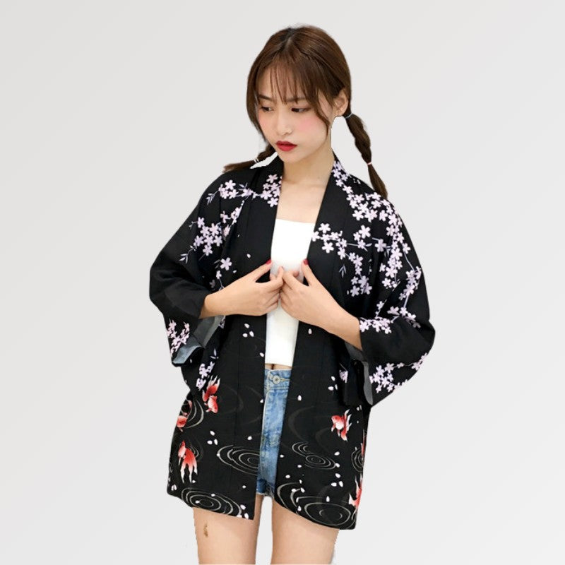 Geblümter Damen-Kimono 'Kurina' – japanisches Gewand, Kimono im japanischen Design