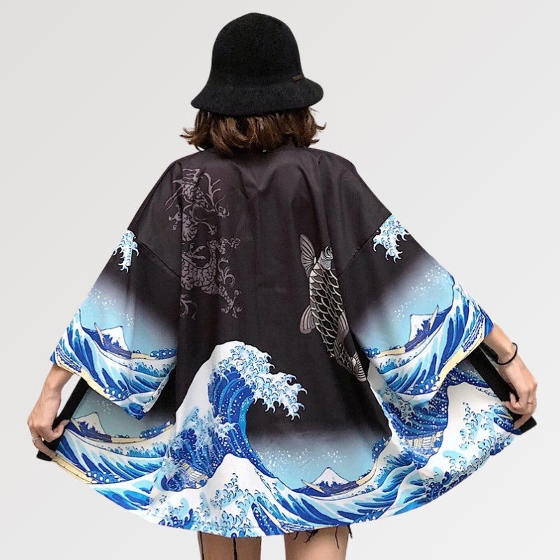 Kimono-Bluse für Damen 'Kanagawa' – japanisches Gewand, Kimono im japanischen Design
