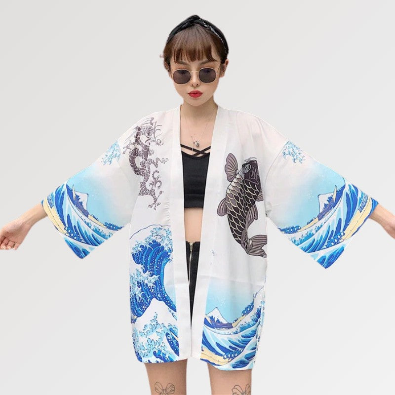 Kimono-Bluse für Damen 'Kanagawa' – Kimono für traditionelle Anlässe, Premium-Qualität