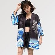 Kimono-Bluse für Damen 'Kanagawa' – Detail: lange Ärmel, Kimono japanischen Stil