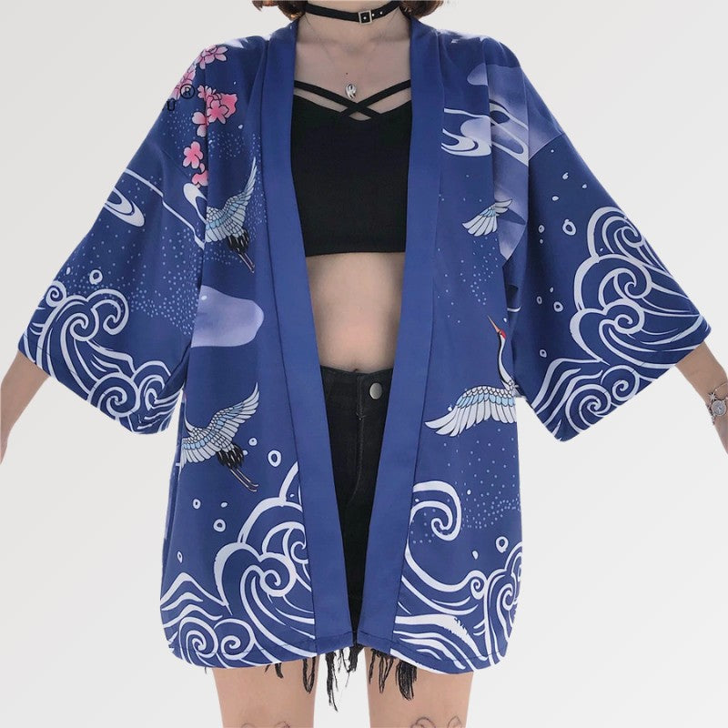 Damen-Kimono-Top 'Natsuko' – Detail: lange Ärmel, Kimono japanischen Stil