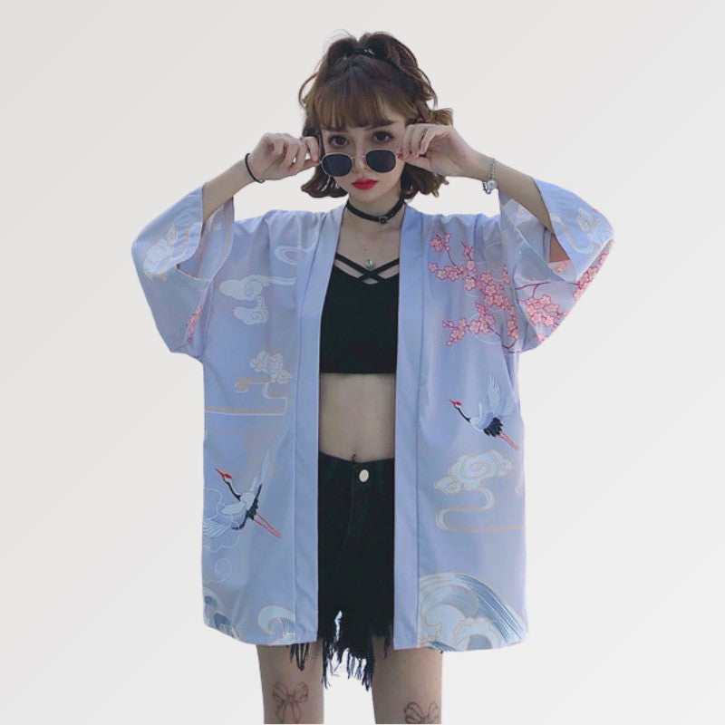 Seiden-Kimono-Jacke 'Osaka' für Damen – Detail: lange Ärmel, Kimono japanischen Stil