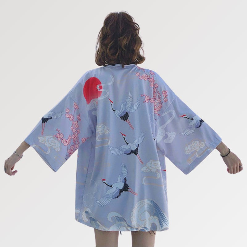 Seiden-Kimono-Jacke 'Osaka' für Damen – mit Obi: detailreicher Kimono im japanischen Stil