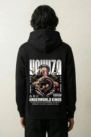Yakuza-Hoodie mit Drache im Irezumi-Stil, Rückenansicht des oversize Streetwear-Hoodies