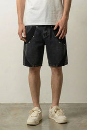 Zweifarbige Denim-Shorts, Rückansicht – Denim-Shorts Herren japanischer Streetwear