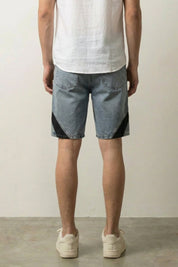 Zweifarbige Denim-Shorts, Seitenansicht Detail – Denim-Shorts Herren japanischer Streetwear
